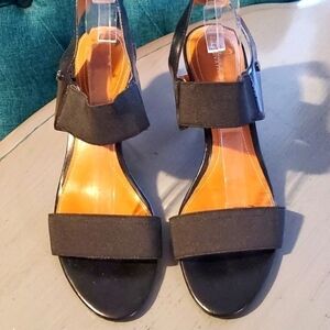 Calvin Klein |Womens Black Strappy Heels Comfort Minimalist   Size 9.5